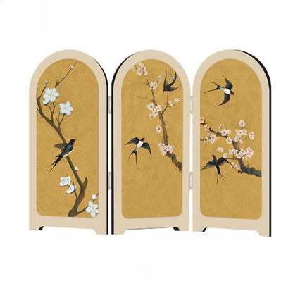 Ornement pliable avec motif d'oiseau volant et de fleur