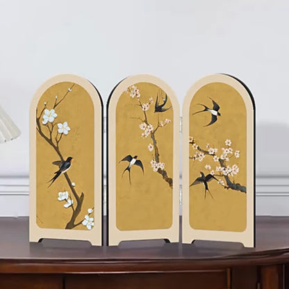 Ornement pliable avec motif d'oiseau volant et de fleur