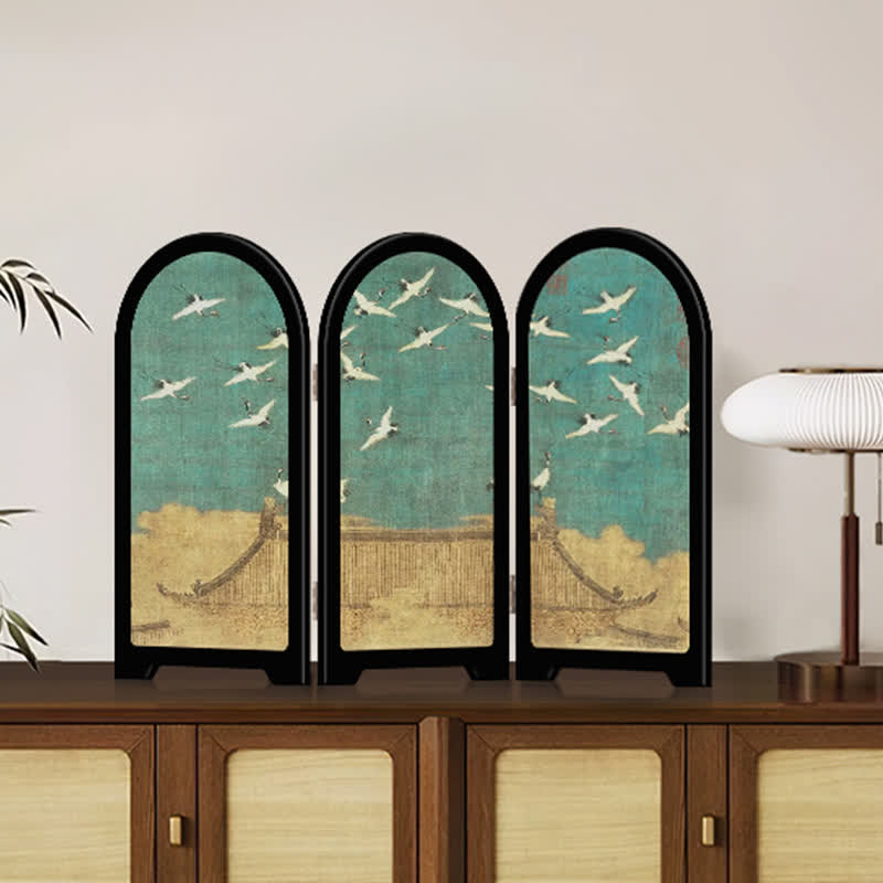 Paravent pliable de style grue vintage, ornement de bureau