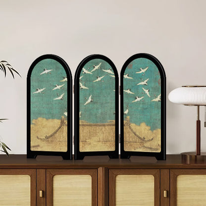 Paravent pliable de style grue vintage, ornement de bureau