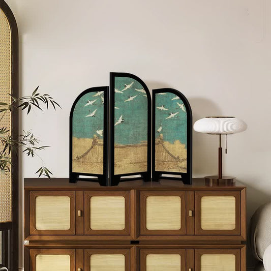 Paravent pliable de style grue vintage, ornement de bureau