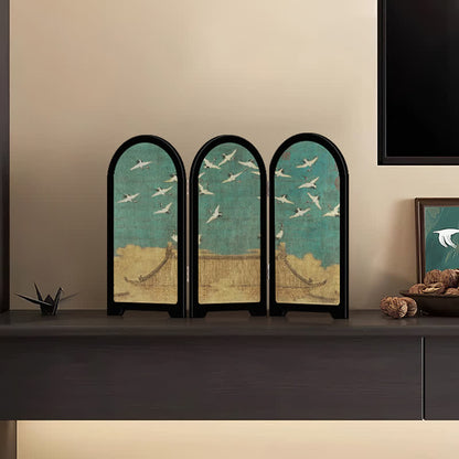 Paravent pliable de style grue vintage, ornement de bureau