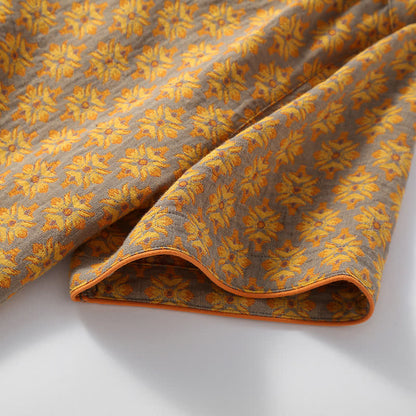 Ensemble pyjama en gaze de coton à motif jacquard vintage et col en V