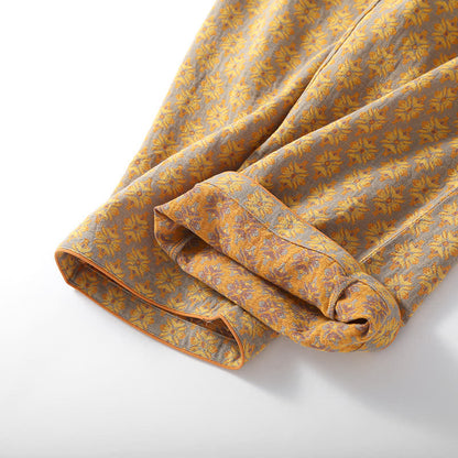 Ensemble pyjama en gaze de coton à motif jacquard vintage et col en V