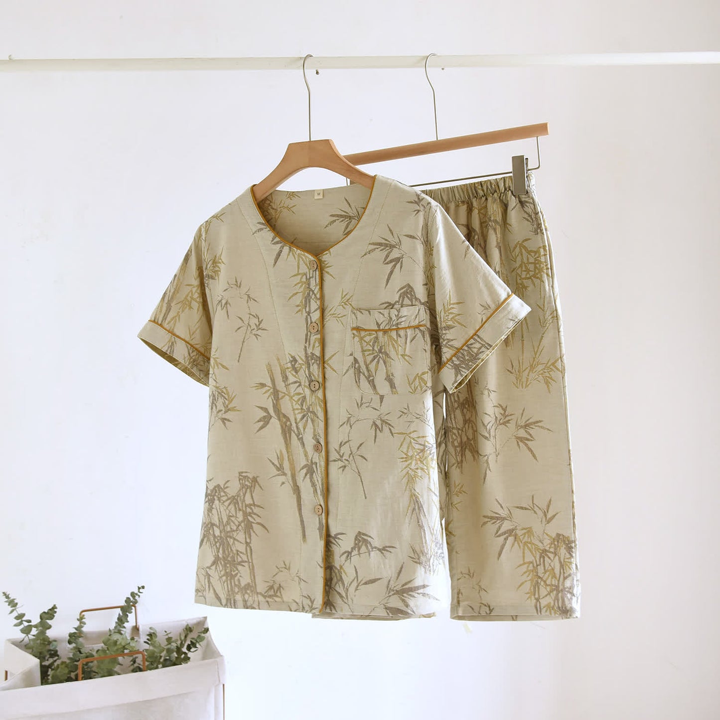 Ensemble pyjama cardigan en bambou rural en pur coton