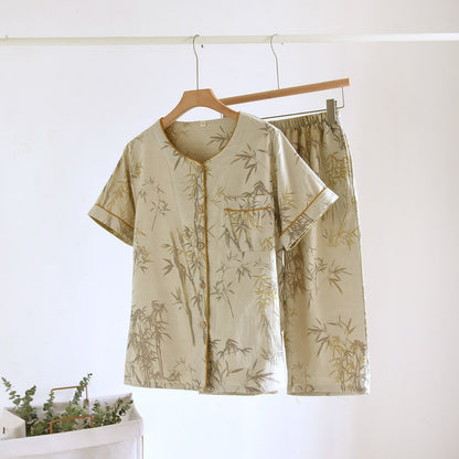 Ensemble pyjama cardigan en bambou rural en pur coton
