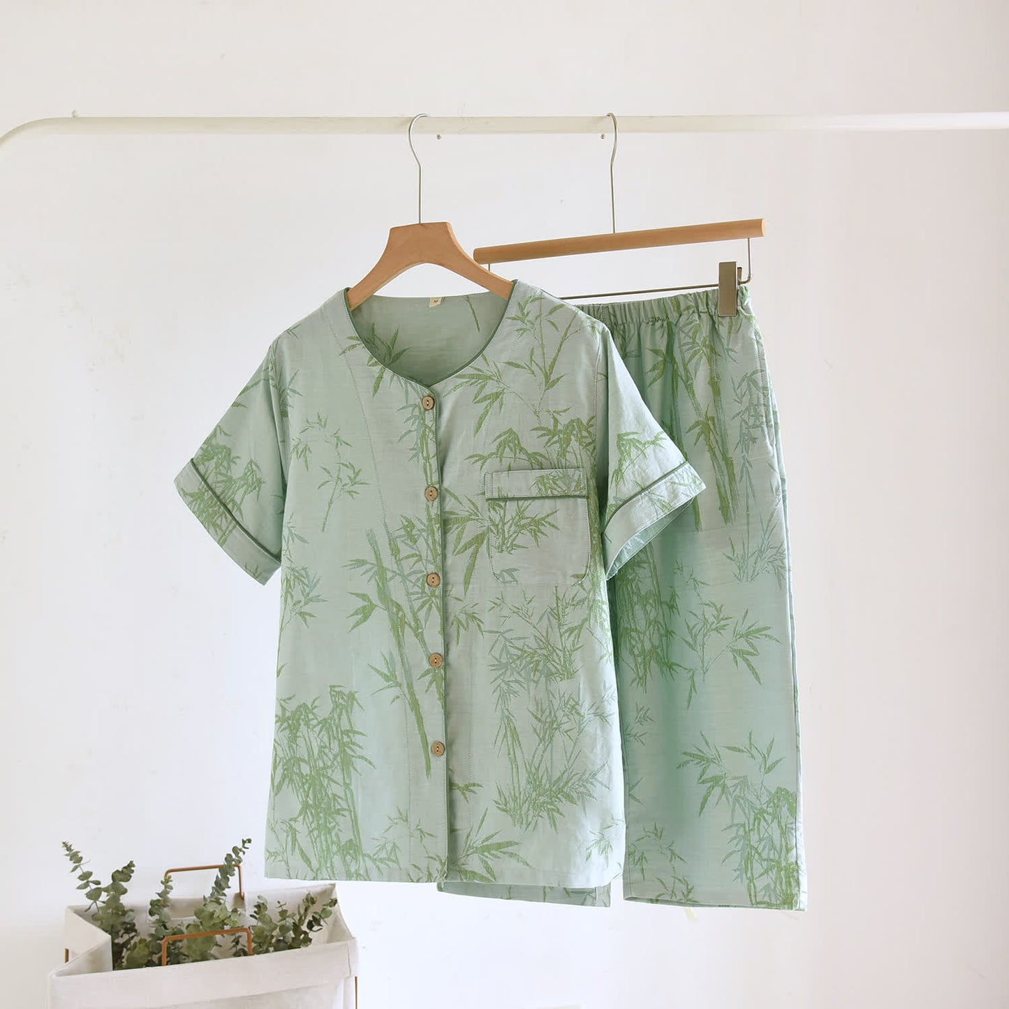 Ensemble pyjama cardigan en bambou rural en pur coton