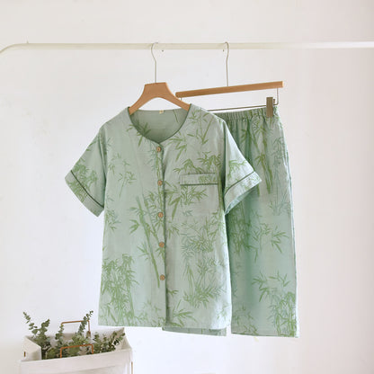 Ensemble pyjama cardigan en bambou rural en pur coton