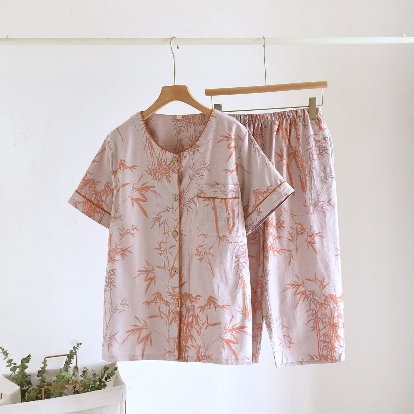 Ensemble pyjama cardigan en bambou rural en pur coton