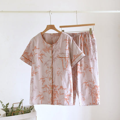 Ensemble pyjama cardigan en bambou rural en pur coton