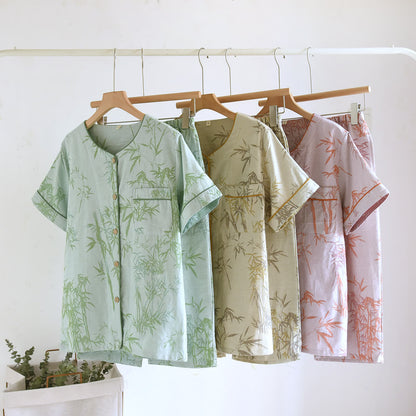 Ensemble pyjama cardigan en bambou rural en pur coton