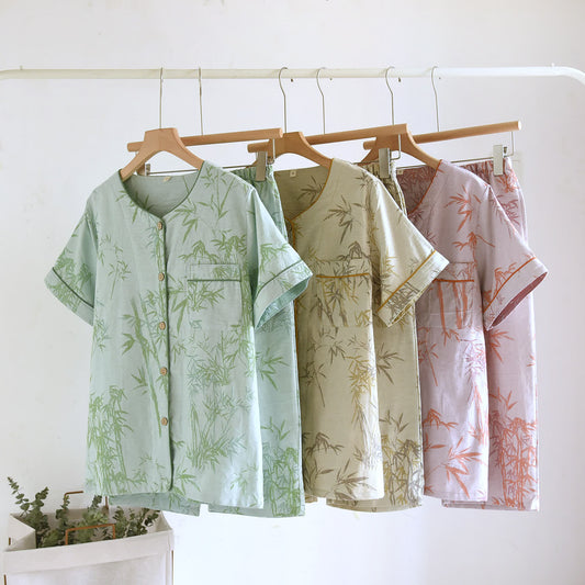 Ensemble pyjama cardigan en bambou rural en pur coton