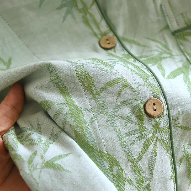 Ensemble pyjama cardigan en bambou rural en pur coton