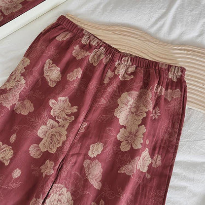 Ensemble de nuit en jacquard de gaze de coton à fleurs vintage