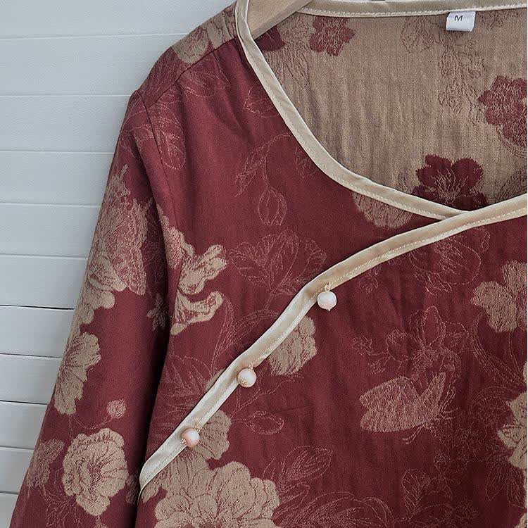Ensemble de nuit en jacquard de gaze de coton à fleurs vintage