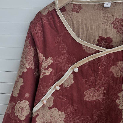 Ensemble de nuit en jacquard de gaze de coton à fleurs vintage