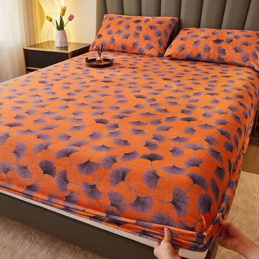 Drap-housse doux de style vintage avec feuilles de ginkgo