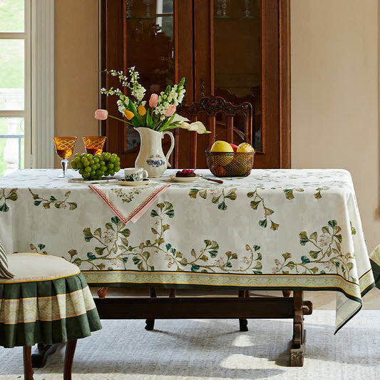 Nappe douce et imperméable à motif de feuilles de ginkgo pastorales