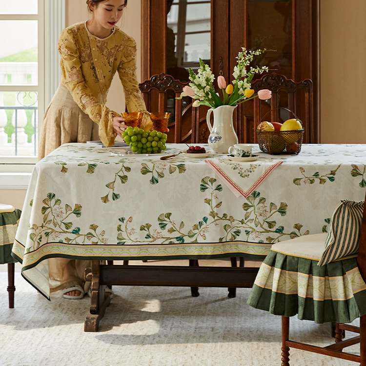 Nappe douce et imperméable à motif de feuilles de ginkgo pastorales