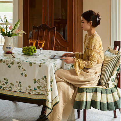 Nappe douce et imperméable à motif de feuilles de ginkgo pastorales