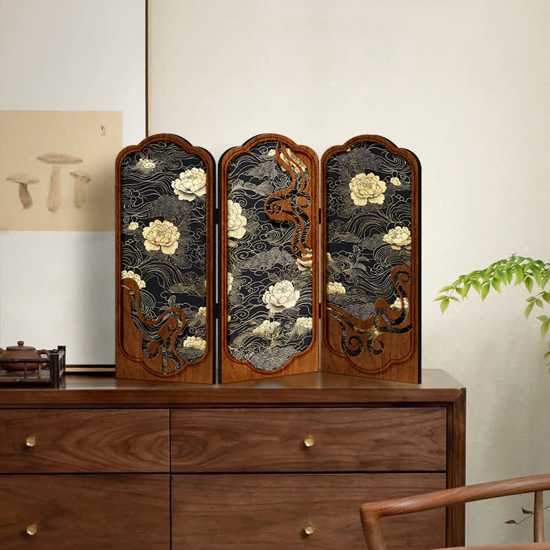 Décoration de bureau pliable en forme de pivoine rétro