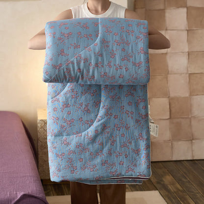 Linge de lit confortable et respirant en gaze de coton à motif floral