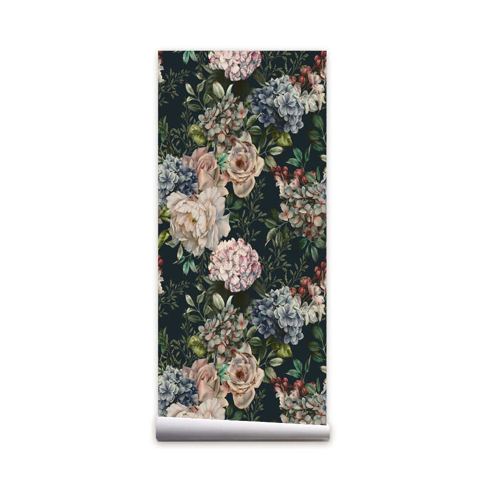 Papier peint décoratif rétro floral amovible à faire soi-même