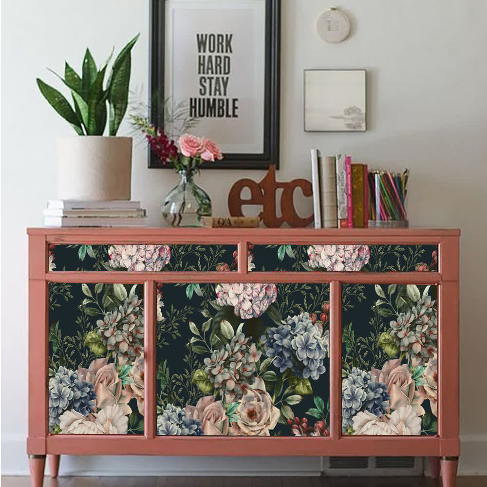 Papier peint décoratif rétro floral amovible à faire soi-même