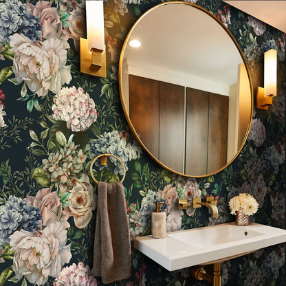 Papier peint décoratif rétro floral amovible à faire soi-même
