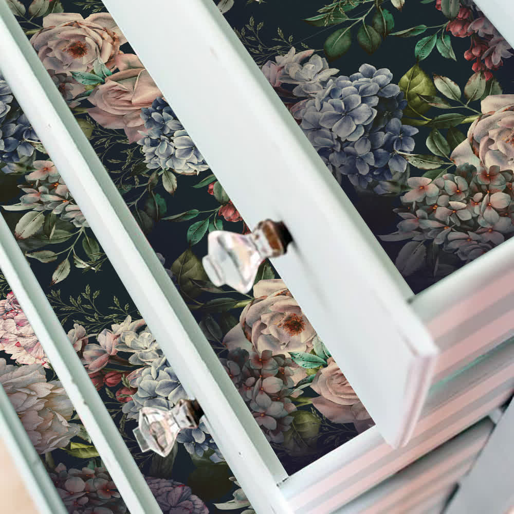 Papier peint décoratif rétro floral amovible à faire soi-même