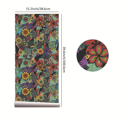 Papier peint décoratif floral lumineux amovible à faire soi-même