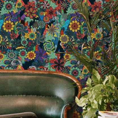 Papier peint décoratif floral lumineux amovible à faire soi-même