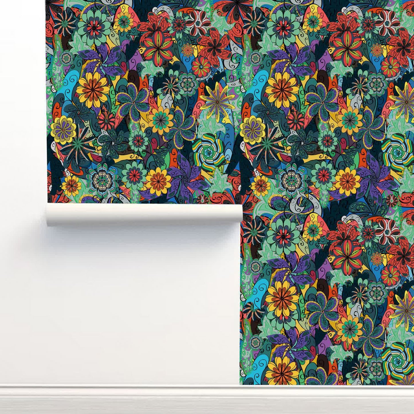 Papier peint décoratif floral lumineux amovible à faire soi-même