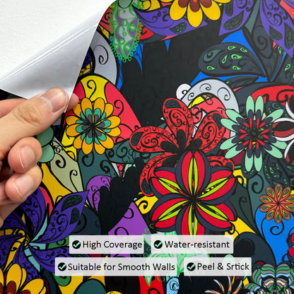 Papier peint décoratif floral lumineux amovible à faire soi-même