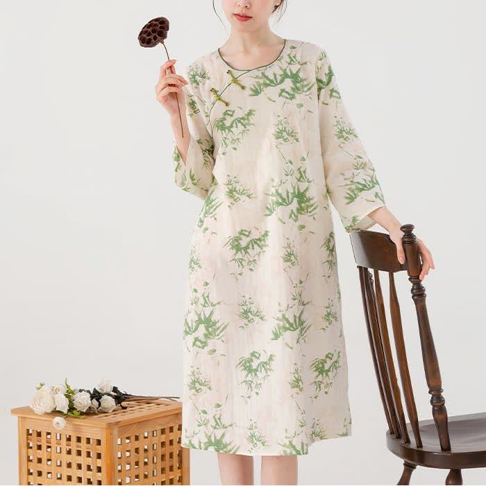 Chemise de nuit en gaze de coton country à col rond