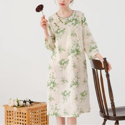 Chemise de nuit en gaze de coton country à col rond