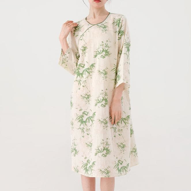 Chemise de nuit en gaze de coton country à col rond