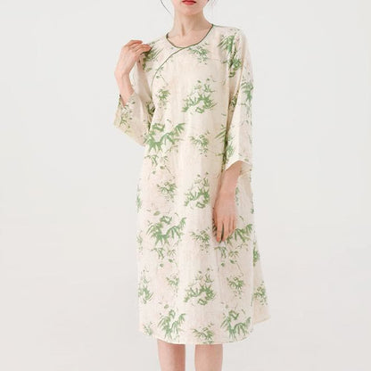 Chemise de nuit en gaze de coton country à col rond