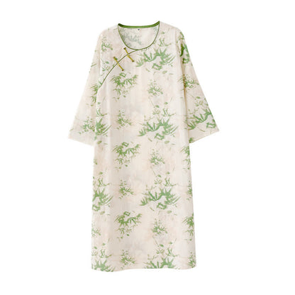 Chemise de nuit en gaze de coton country à col rond