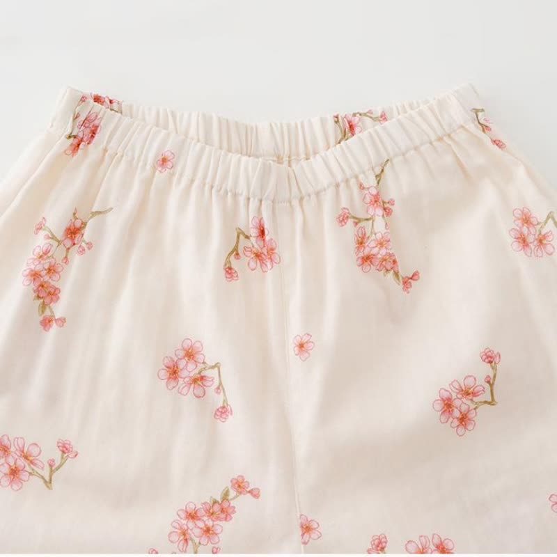 Ensemble de nuit élégant en gaze de coton avec fleurs de prunier