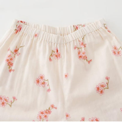 Ensemble de nuit élégant en gaze de coton avec fleurs de prunier