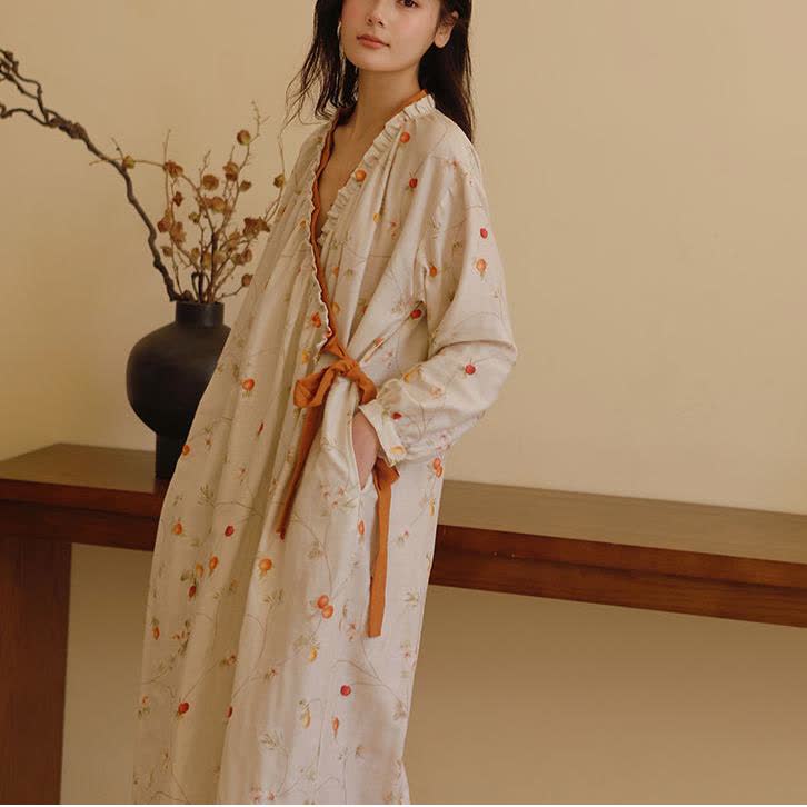 Chemise de nuit en gaze de coton couleur grenade Country