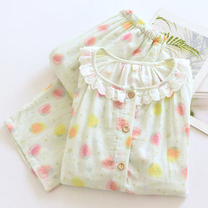 Ensemble pyjama en gaze de coton Sweet Strawberry