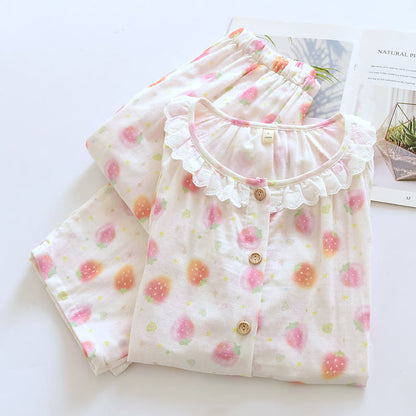 Ensemble pyjama en gaze de coton Sweet Strawberry