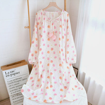 Vêtements de nuit en gaze de coton fraise rafraîchissante