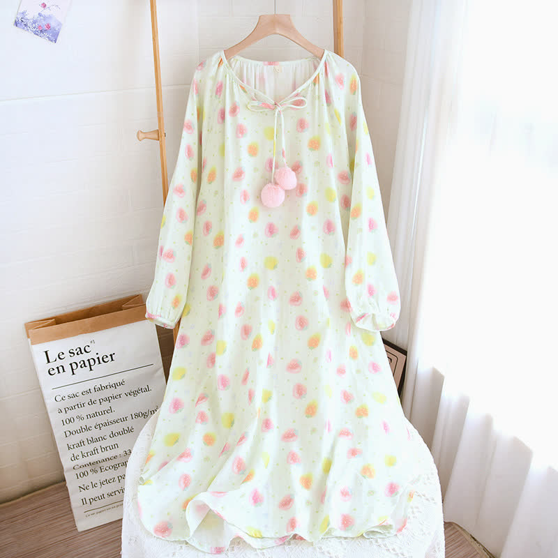 Vêtements de nuit en gaze de coton fraise rafraîchissante