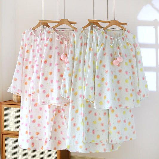 Vêtements de nuit en gaze de coton fraise rafraîchissante
