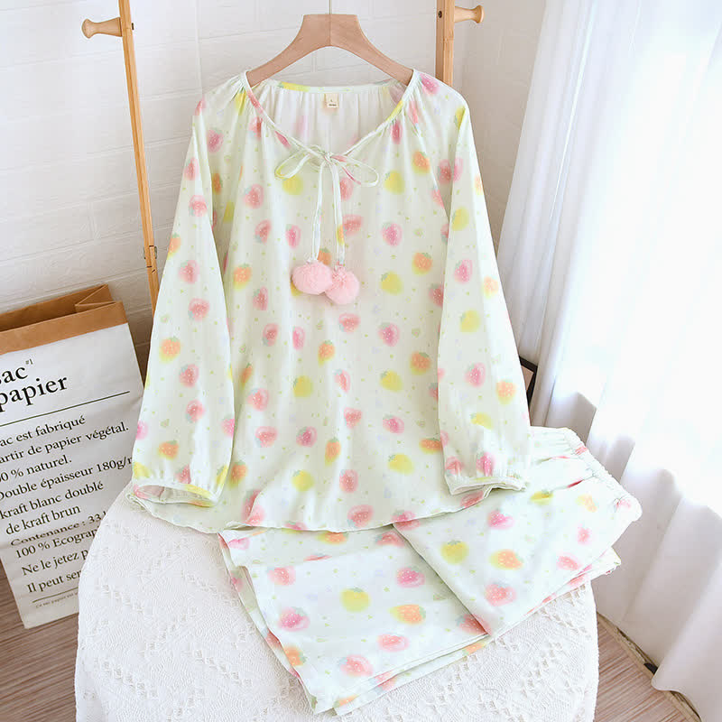 Vêtements de nuit en gaze de coton fraise rafraîchissante