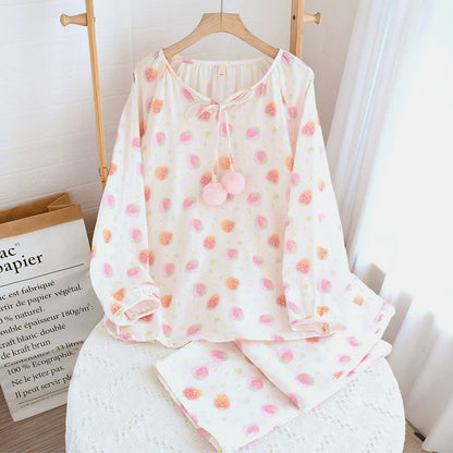 Vêtements de nuit en gaze de coton fraise rafraîchissante
