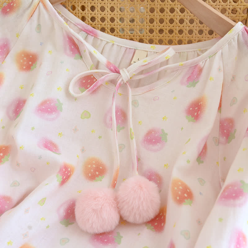 Vêtements de nuit en gaze de coton fraise rafraîchissante